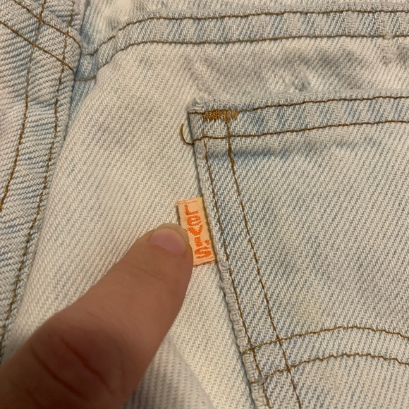 Vintage 1989 Levi's 631 Light Wash Distressed Jeans Orange Tag - Picture 2 of 7